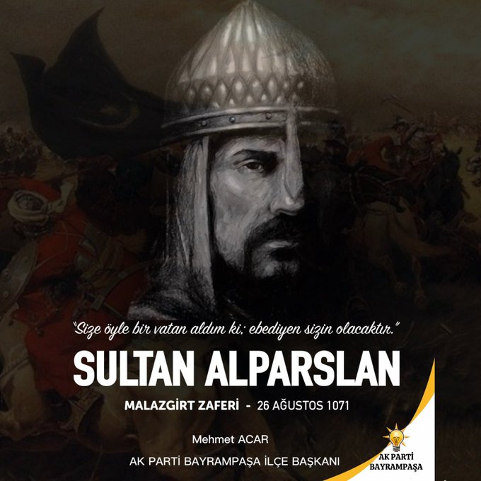 26 Ağustos 1071’de Sultan Alparslan’ın önderliğinde kazanılan Malazgirt Zaferi, milletimizin Anadolu’yu ebedi yurt edinme iradesinin simgesidir