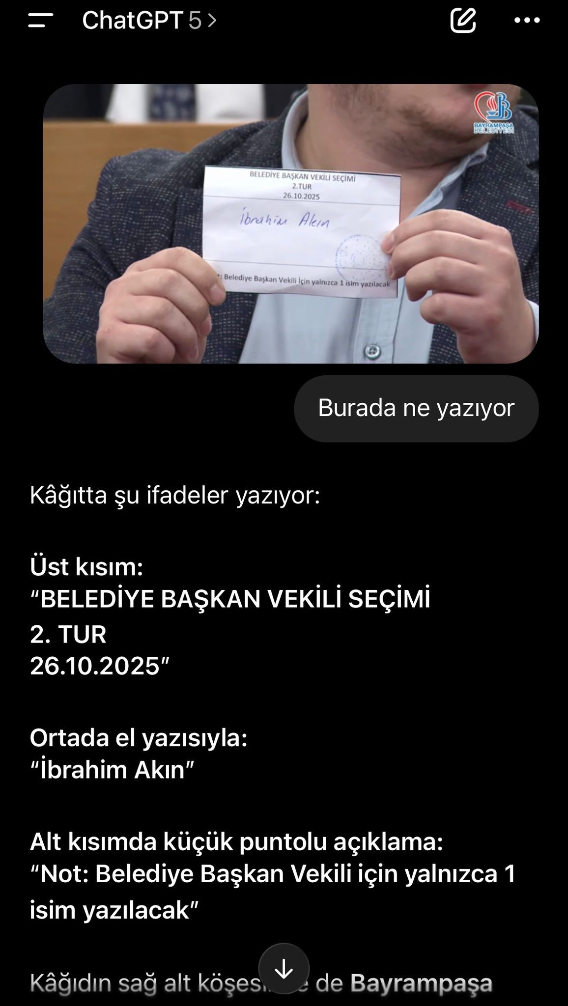 26 EKİM BAYRAMPAŞA SEÇİMİ