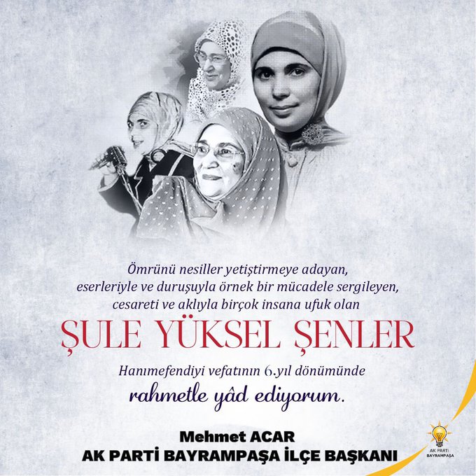 Şule Yüksel Şenler Hanımefendiyi rahmetle anıyoruz.